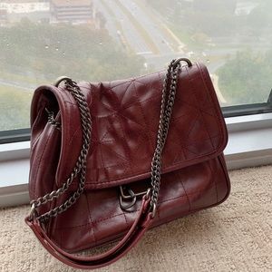 Zara Red Quilted bag with Chains and Flap